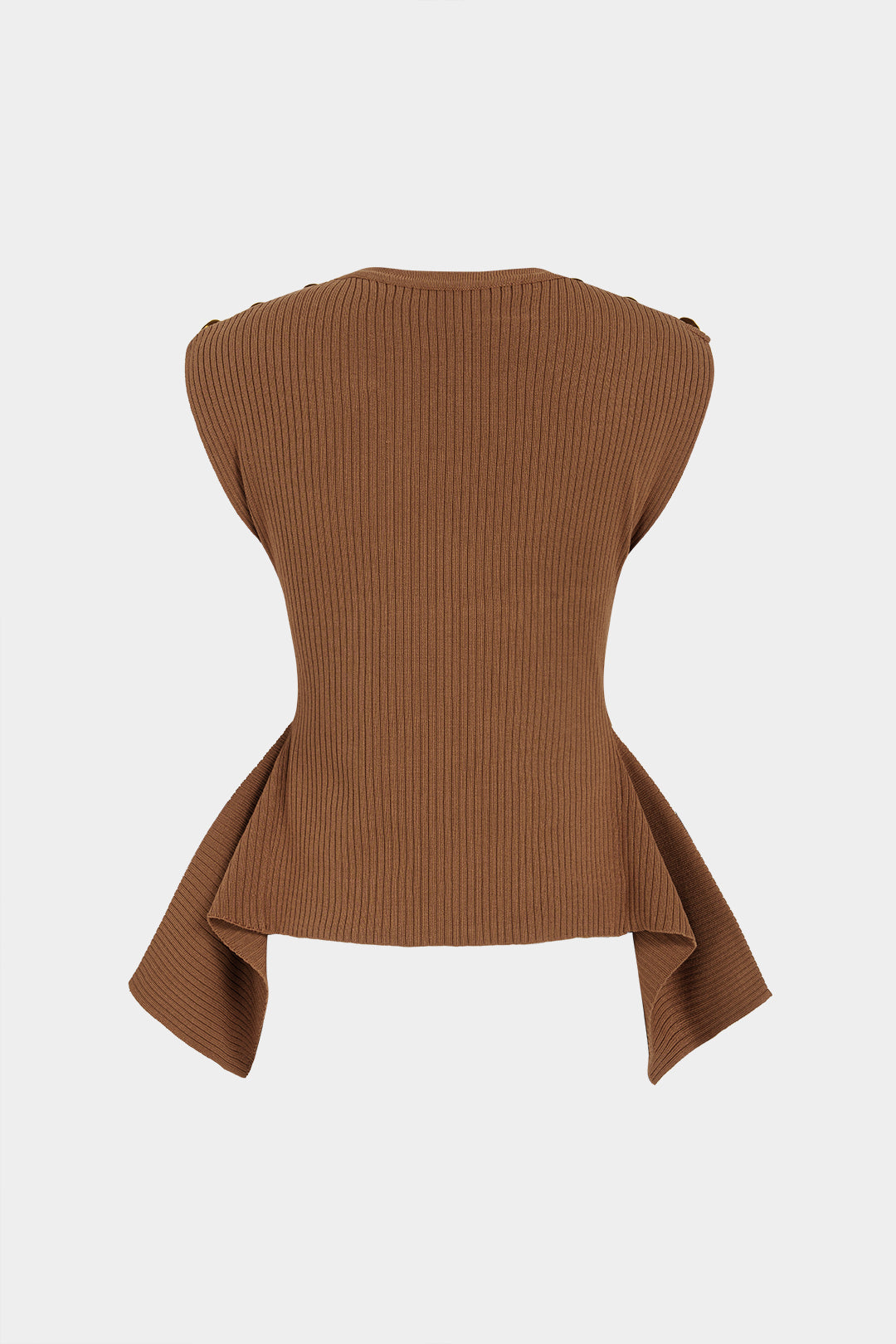 Amira - Gebreide metallic tanktop met ronde hals en knoopjes