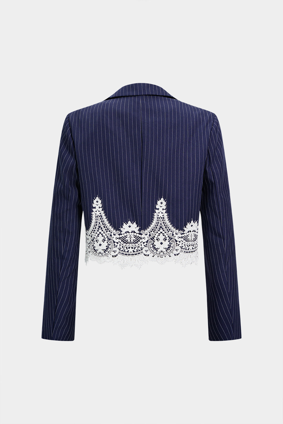Gestreepte patchwork blazer met kanten rand en reverskraag