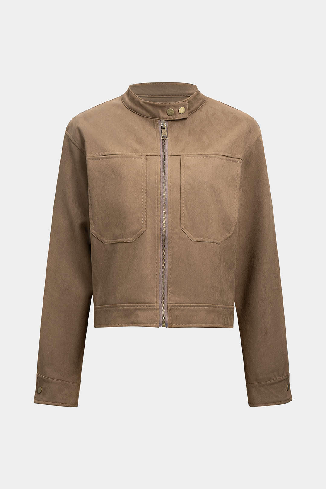 Suèd cropped jasje met kraag