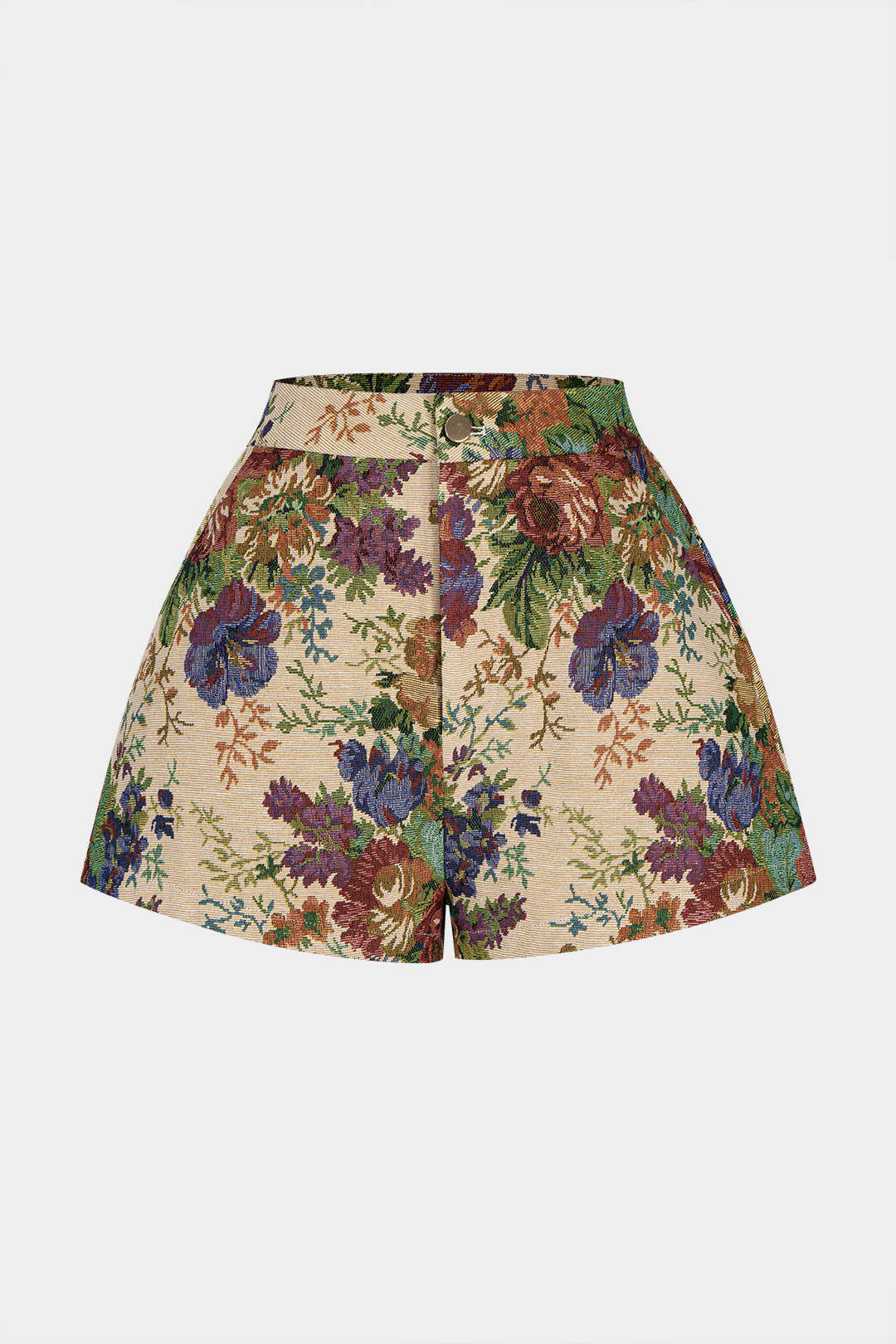 Bloemenprint jacquard short met hoge taille