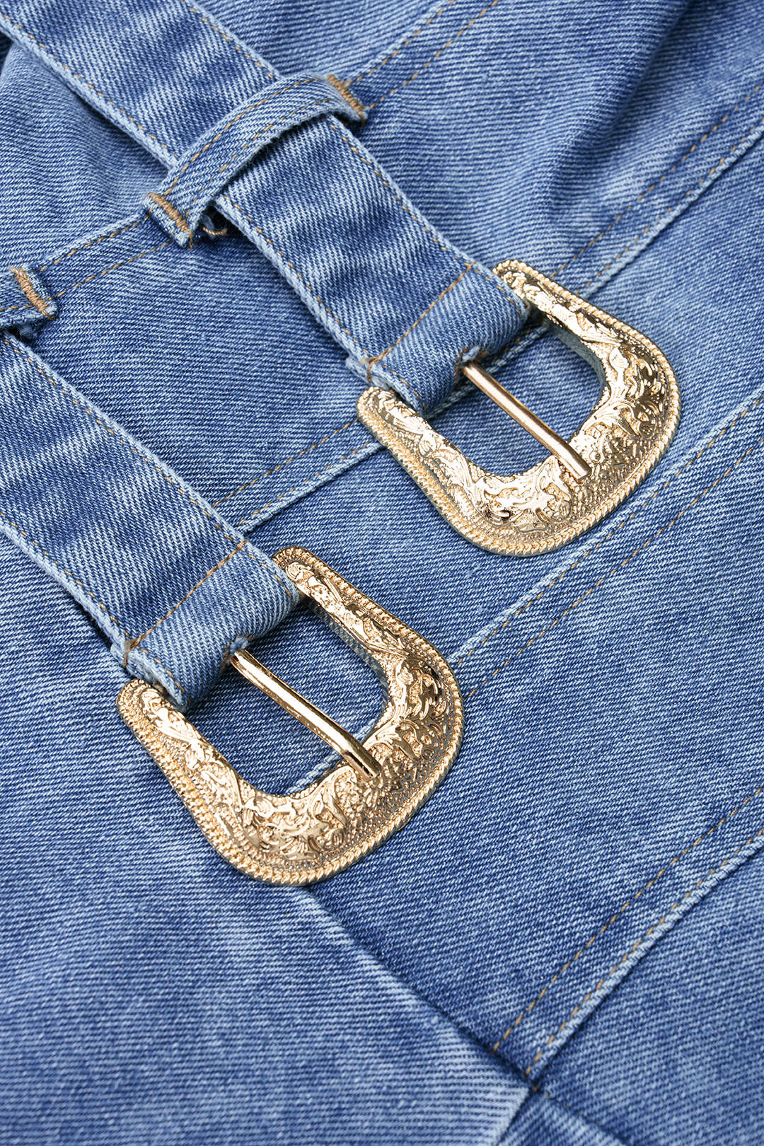 Denim metallic minijurk met riem