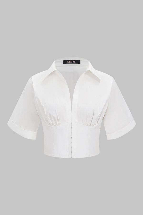 Kiki - Blouse met V-hals en korte mouwen