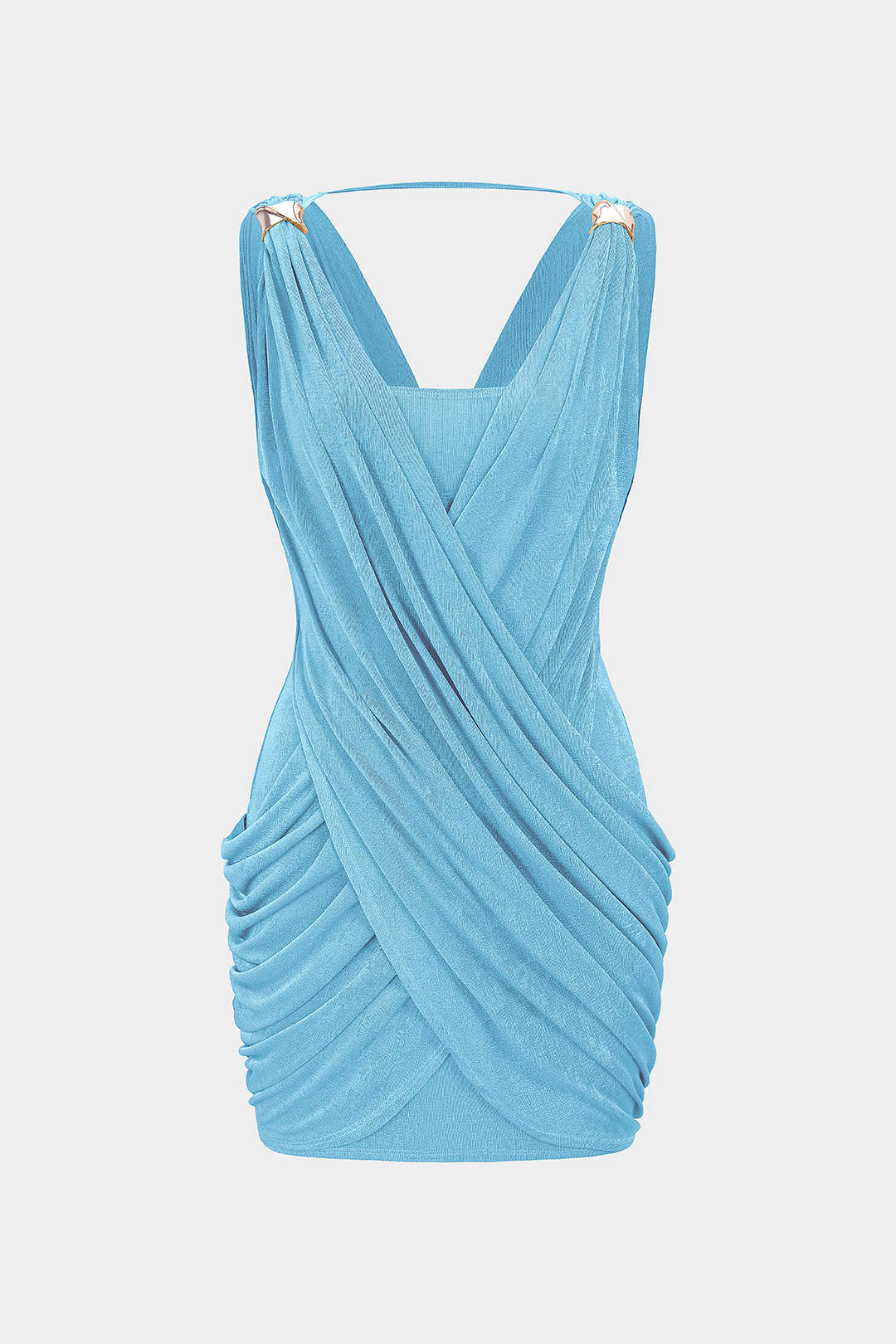 Maud - Metallic mouwloze minijurk met V-hals en ruches