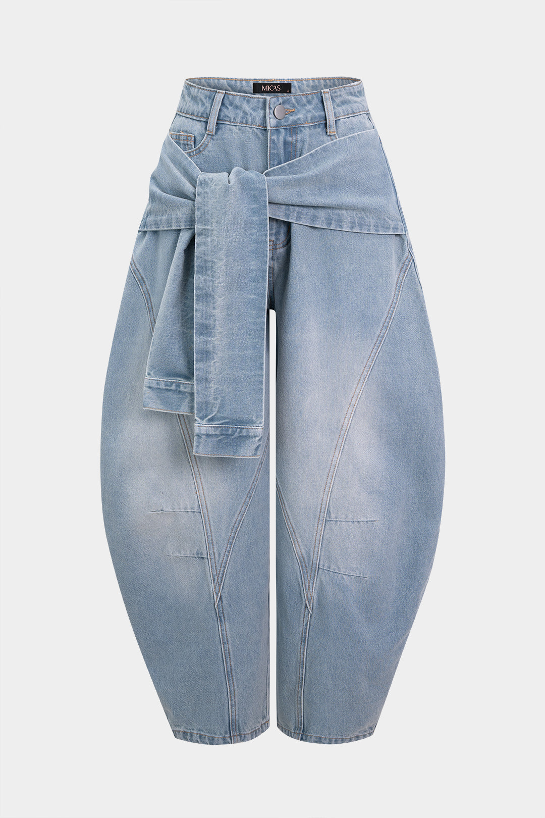 Jeans met strik en ballonmodel