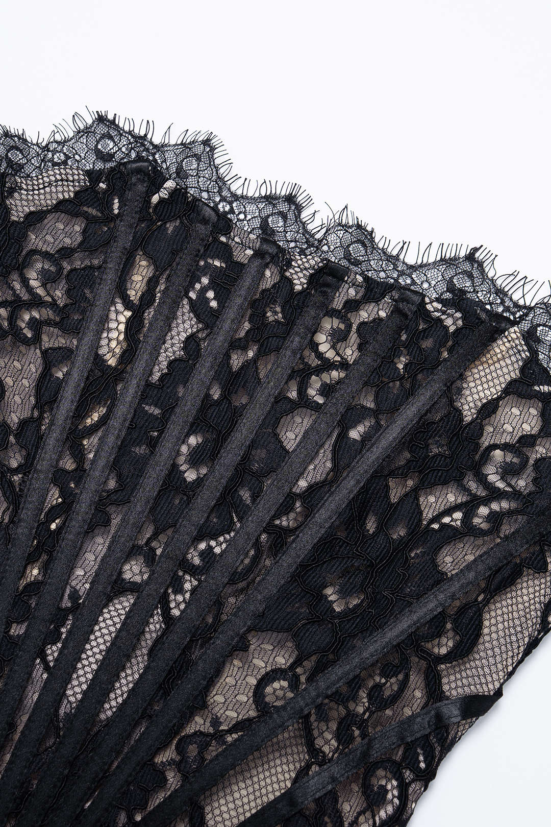 Mouwloze minijurk met kant en strapless pasvorm