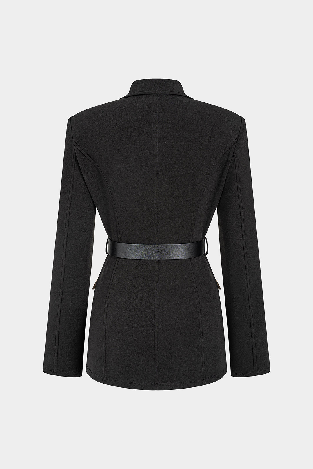 Gebreide patchwork blazer met riem en zakken