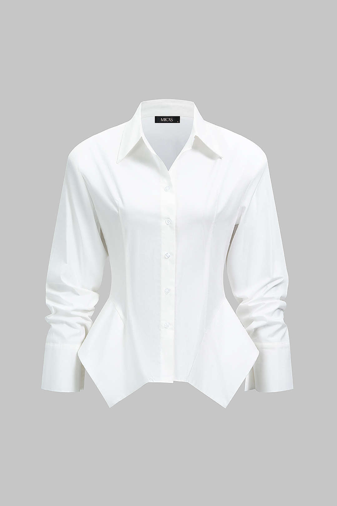 Effen blouse met revers en lange mouwen