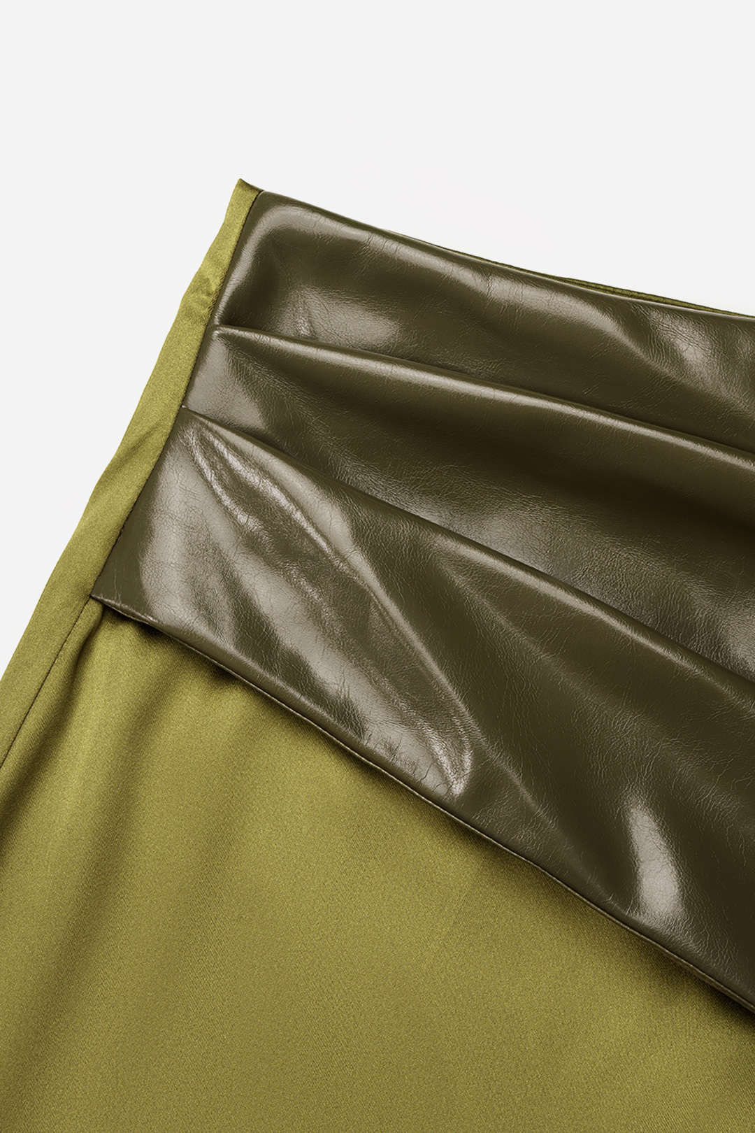 Patchwork satijnen rok met split