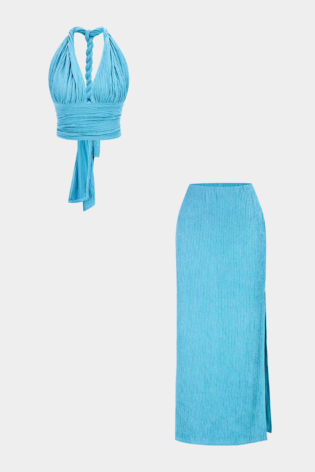 Mouwloze set met top en rok