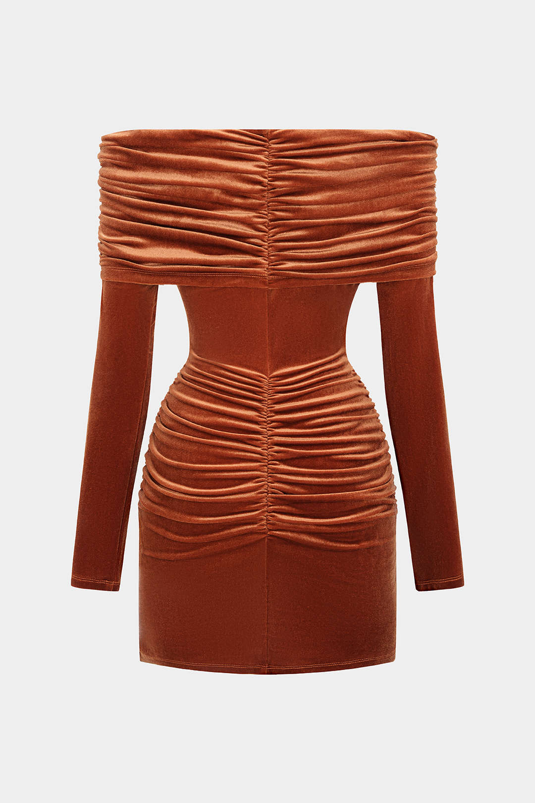 Metallic minijurk met blote schouders en ruches