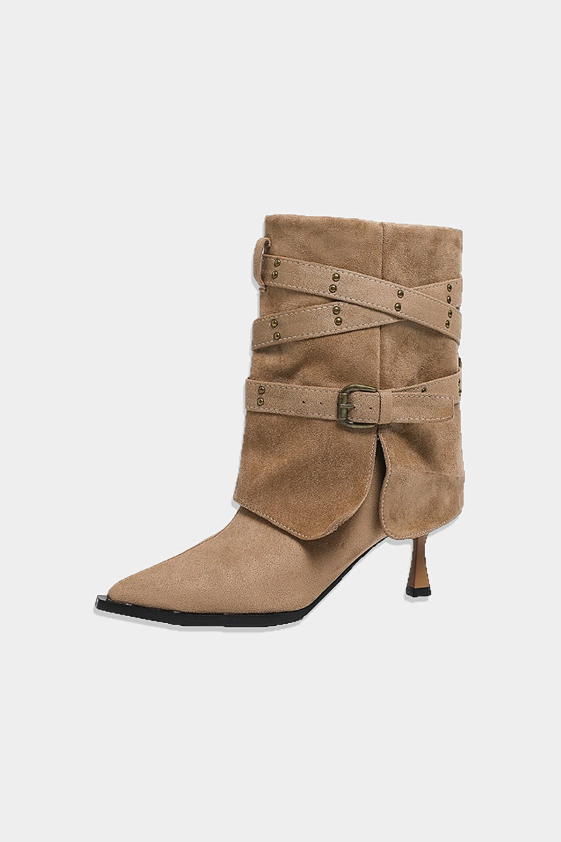 Leren-look enkellaarzen met studs