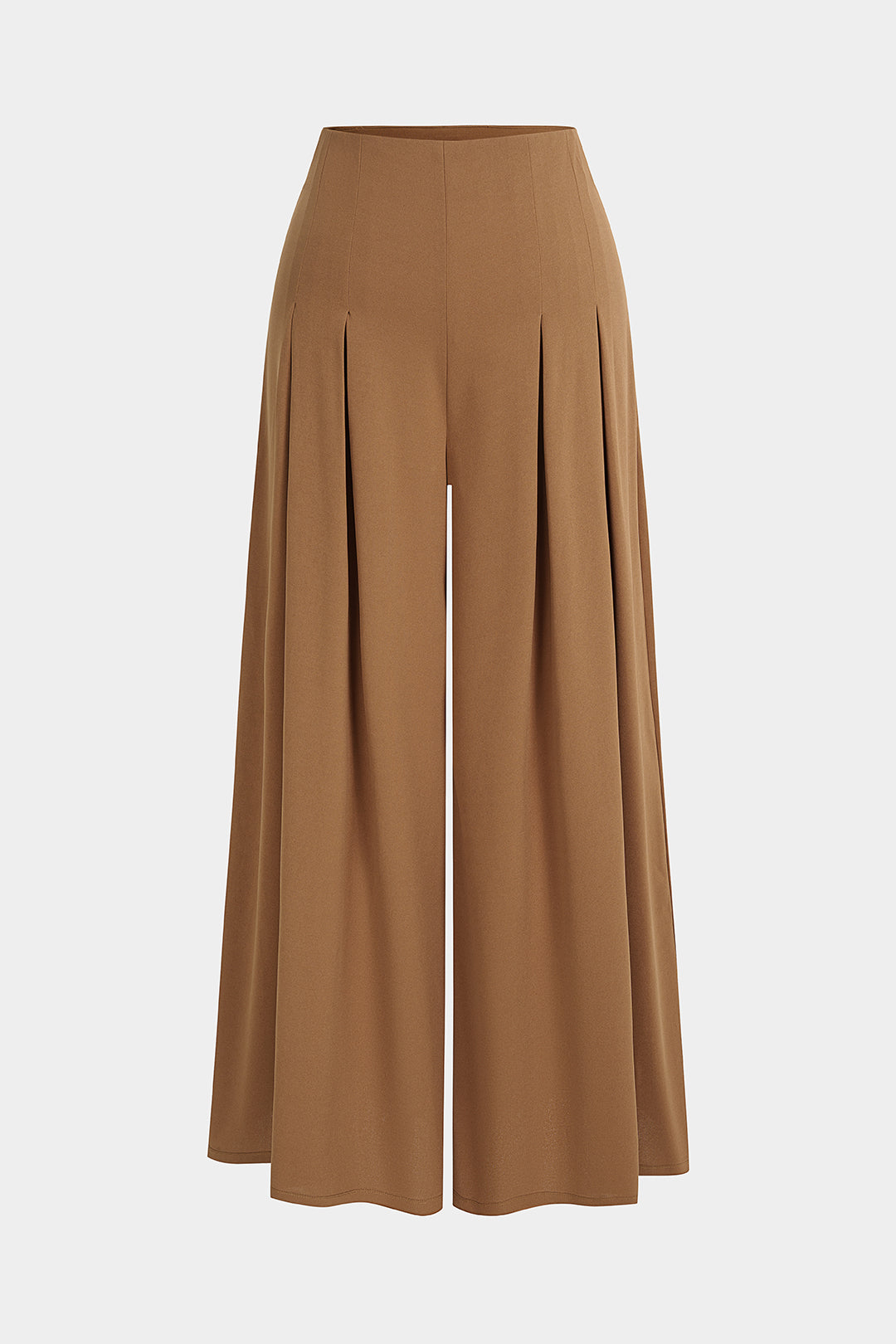 Broek met ruches, hoge taille en wijde pijpen