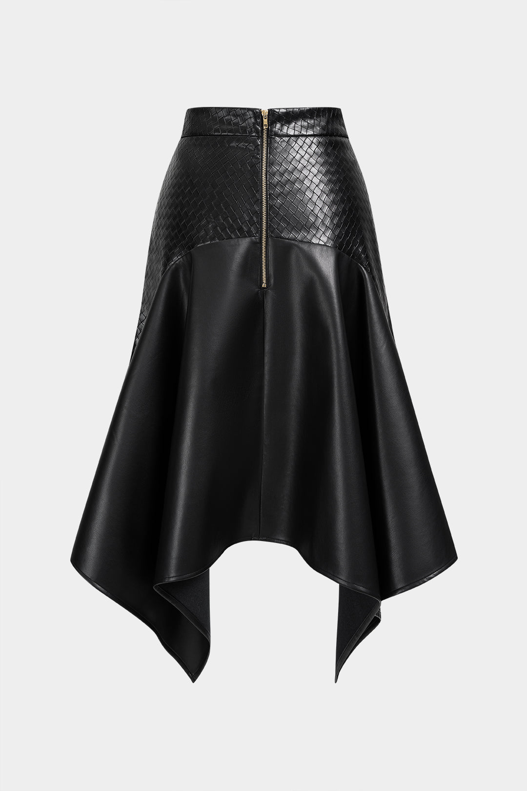 Leren-look asymmetrische rok met rits