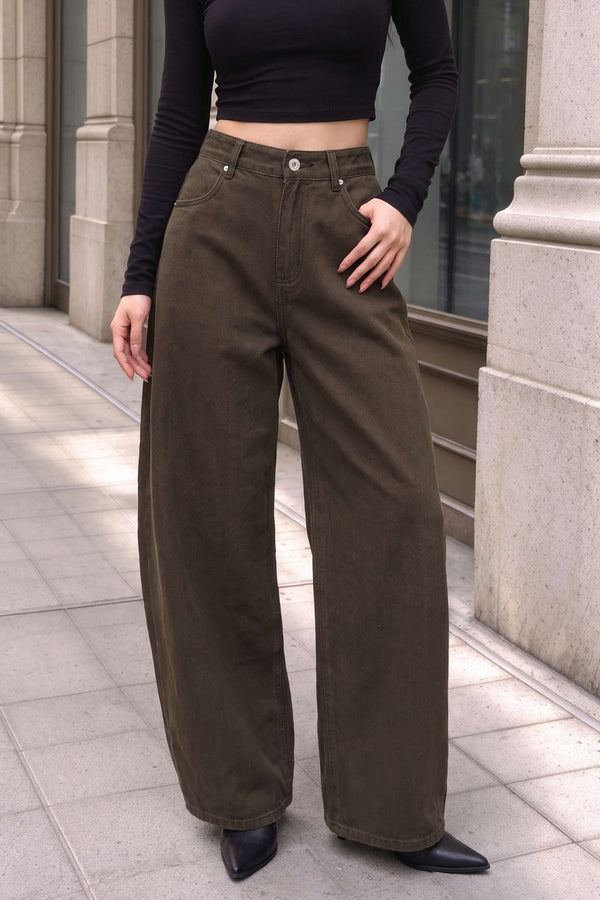 Jeans met knoopjes en hoge taille