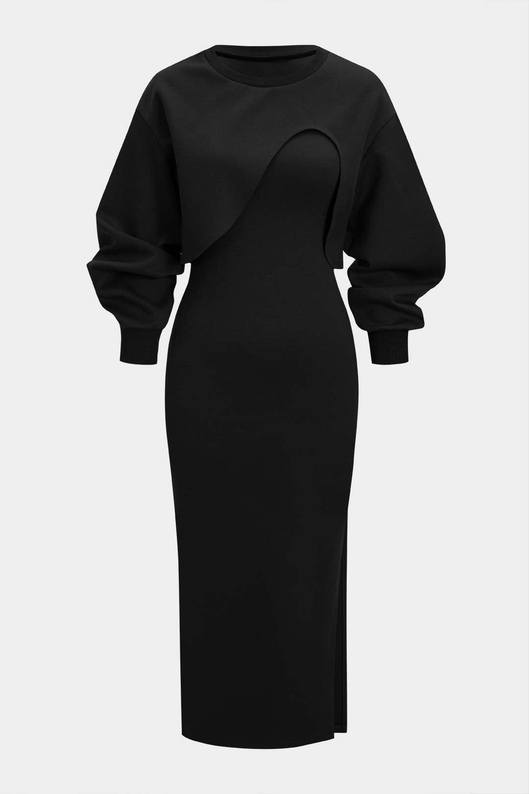 Asymmetrische mouwloze jurk met lange mouwen