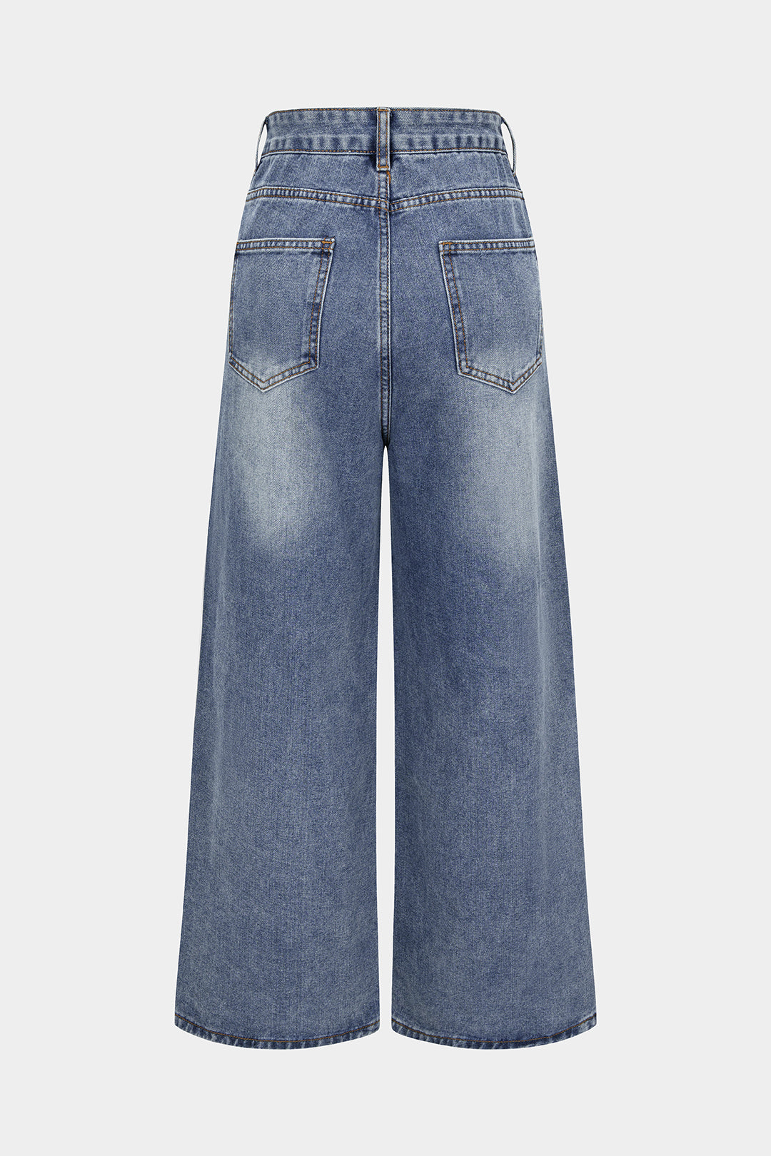 Jeans met trekkoord, hoge taille en wijde pijpen