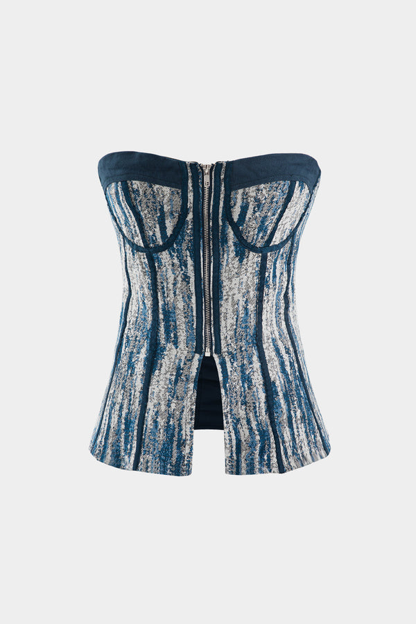 Top met rits en strapless pasvorm