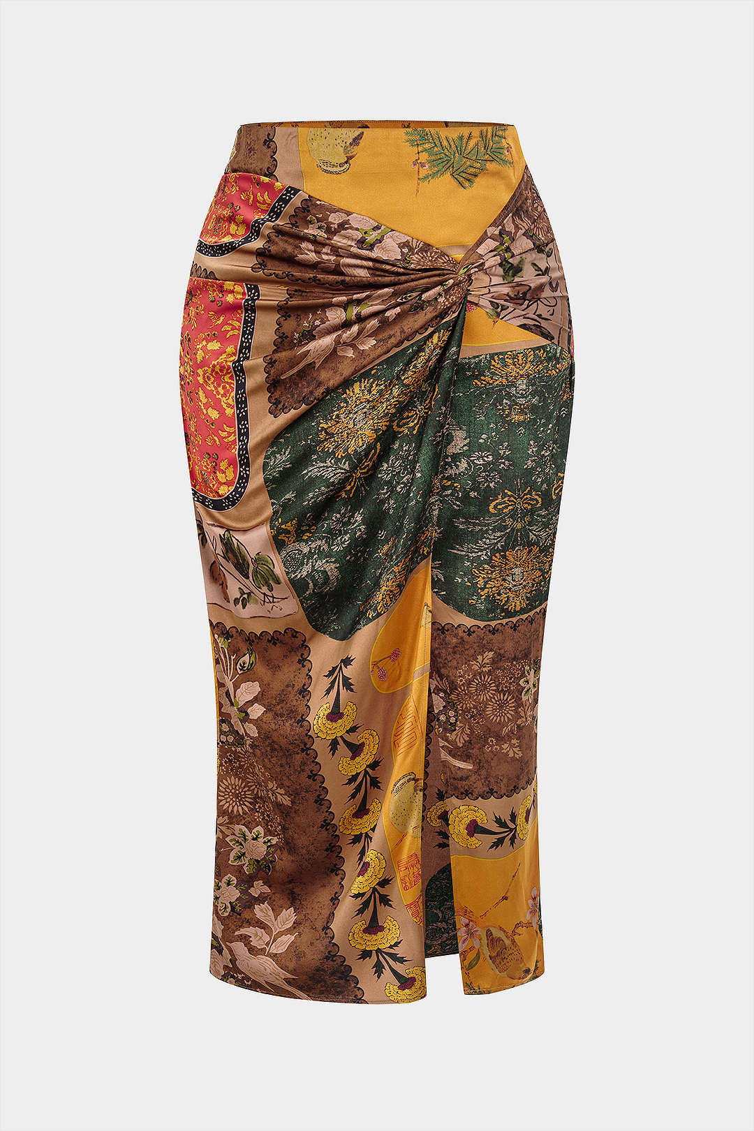 Rok met rits, hoge taille en gedraaid detail