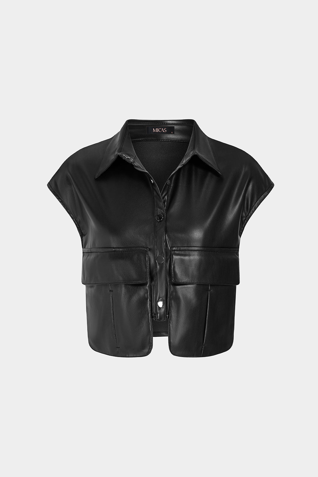 Leren-look gilet met zakken