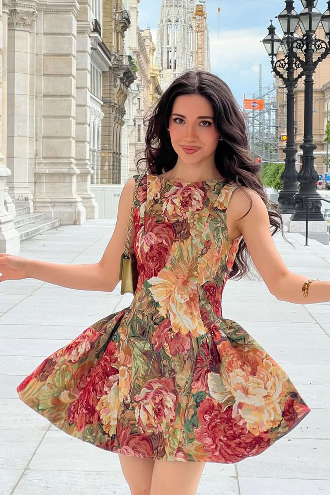 Luna - Jacquard mouwloze minijurk met ruches
