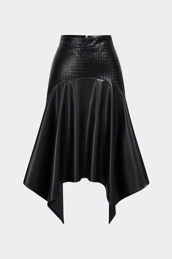 Leren-look asymmetrische rok met rits