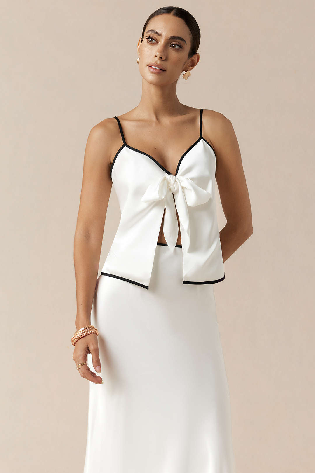 Vesna - Satijnen set met top en rok