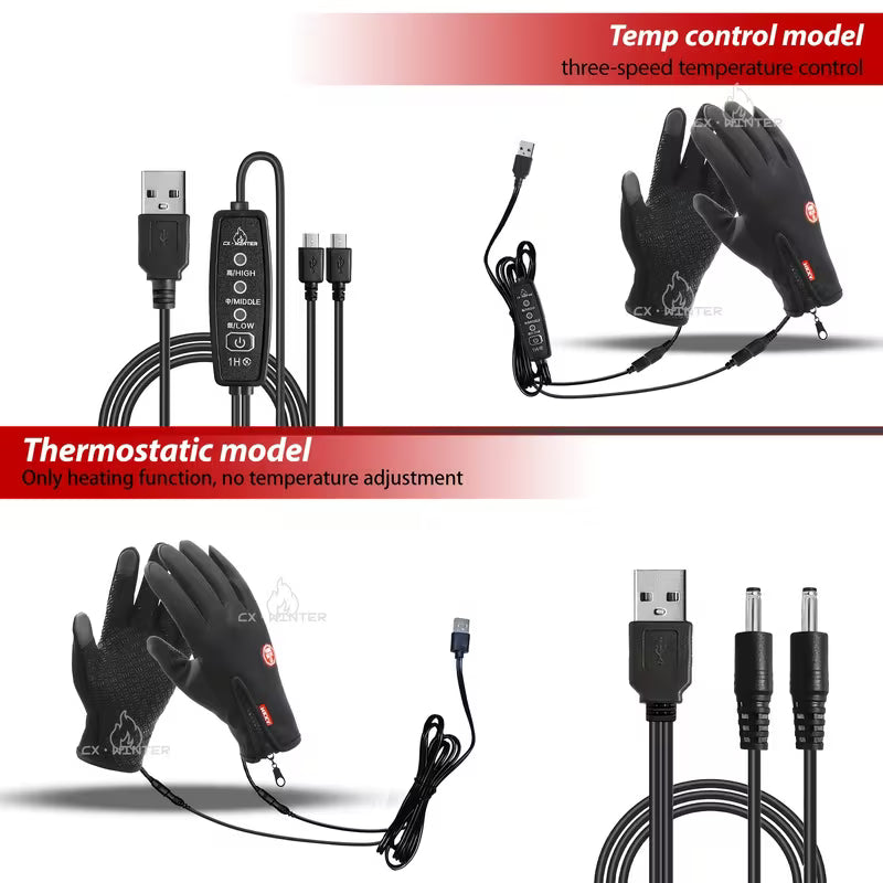 USB-Heated Touchscreen Gloves | Wind & Water Resistant – Unisex