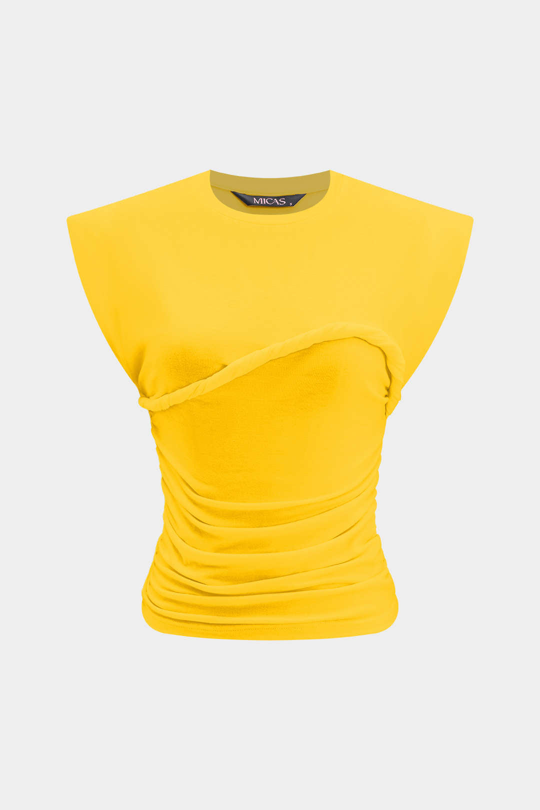 Effen T-shirt met gedraaid detail en ronde hals