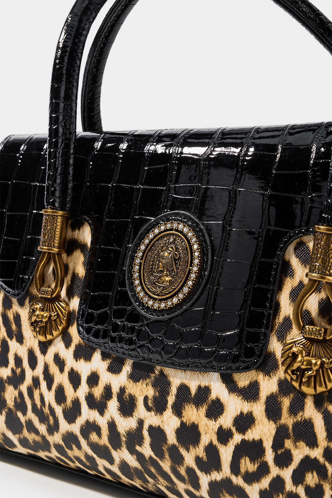 Luipaardprint leren-look shopper
