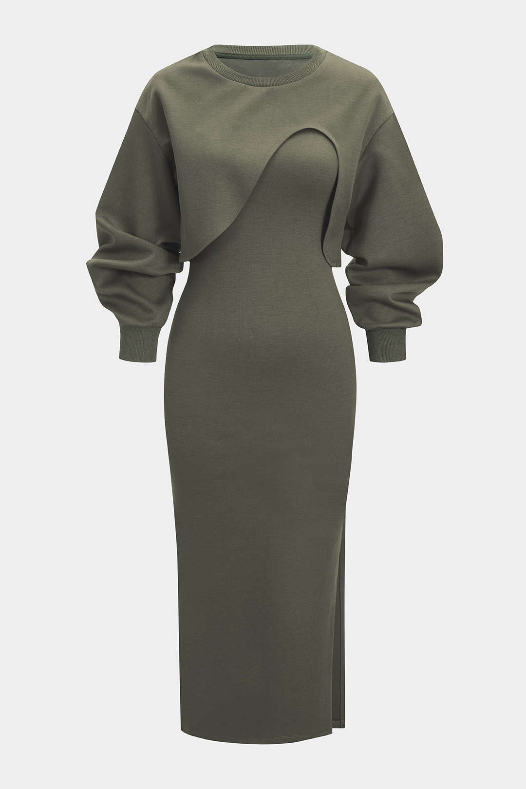 Asymmetrische mouwloze jurk met lange mouwen