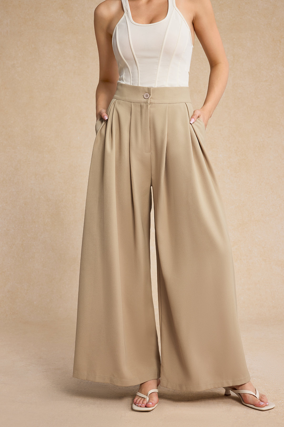 Geplooide pantalon met wijde pijpen