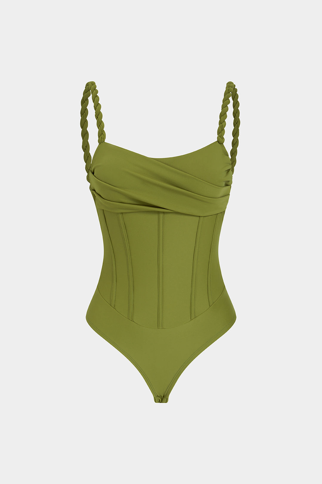 Mouwloze body met gedraaid detail, knoopdetail en ruches