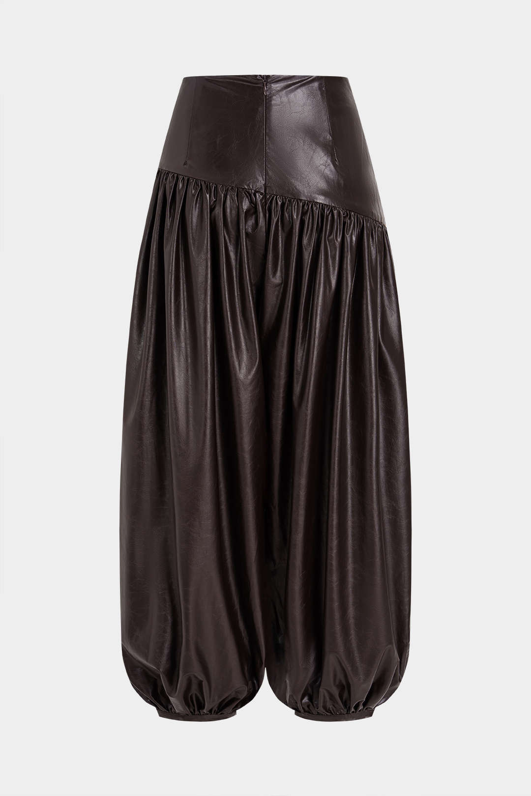 Leren-look asymmetrische broek met ballonmodel