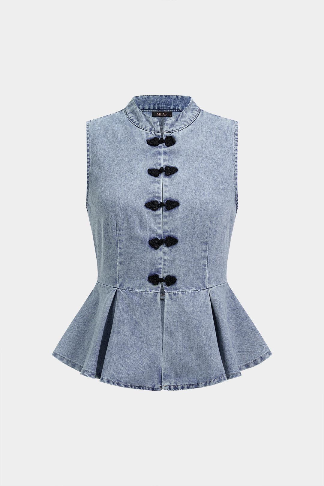 Denim tanktop met brandenburgsluiting