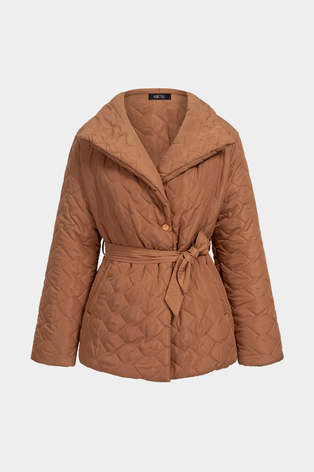Pufferjas met revers en riem