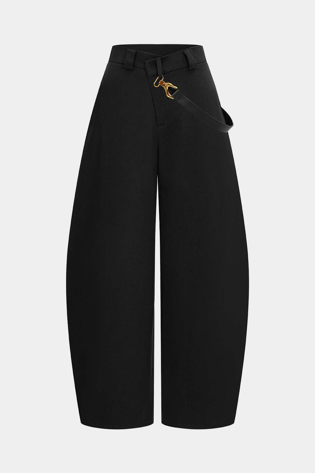 Asymmetrische metallic pantalon met ballonmodel