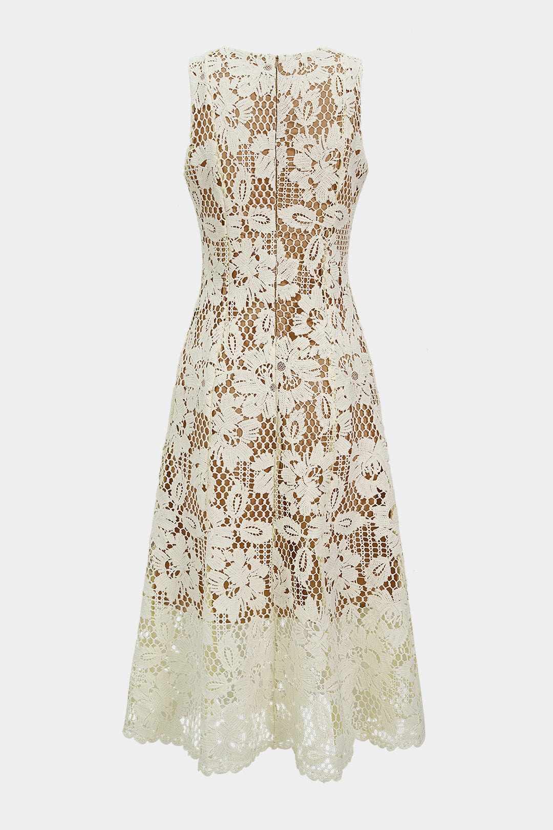 Bloemenprint mouwloze midijurk met ronde hals en uitsnijding