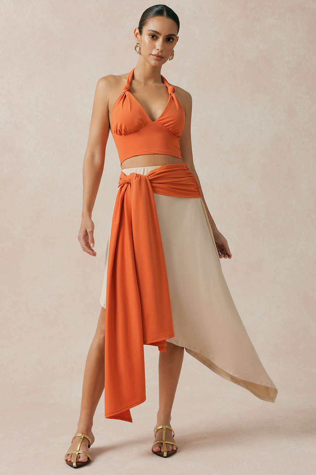 Asymmetrische set met tanktop en rok