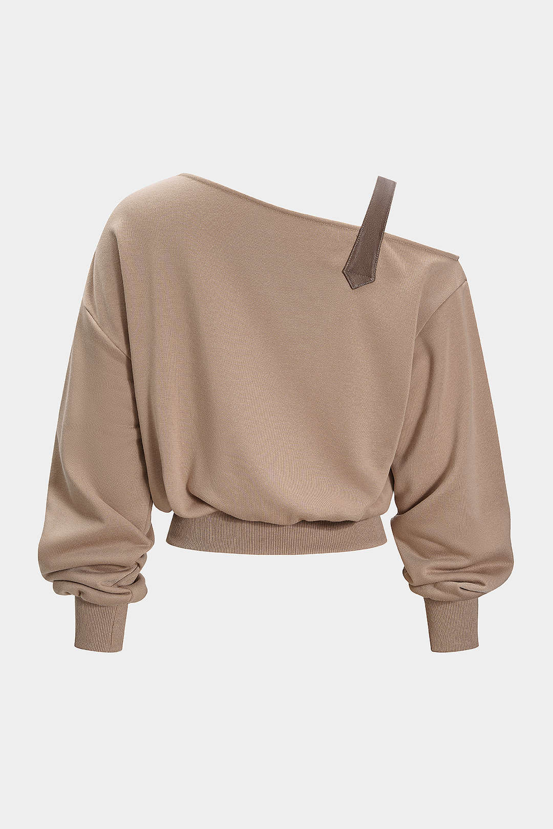 Asymmetrische top met ruches en lange mouwen