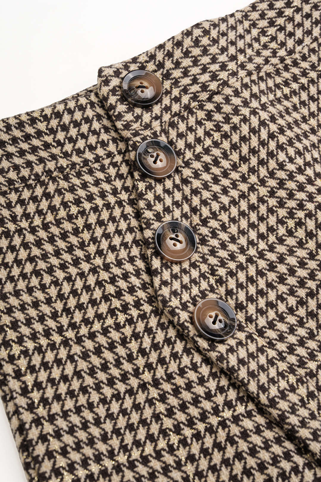 Pied-de-poule wollen rok met knoopjes