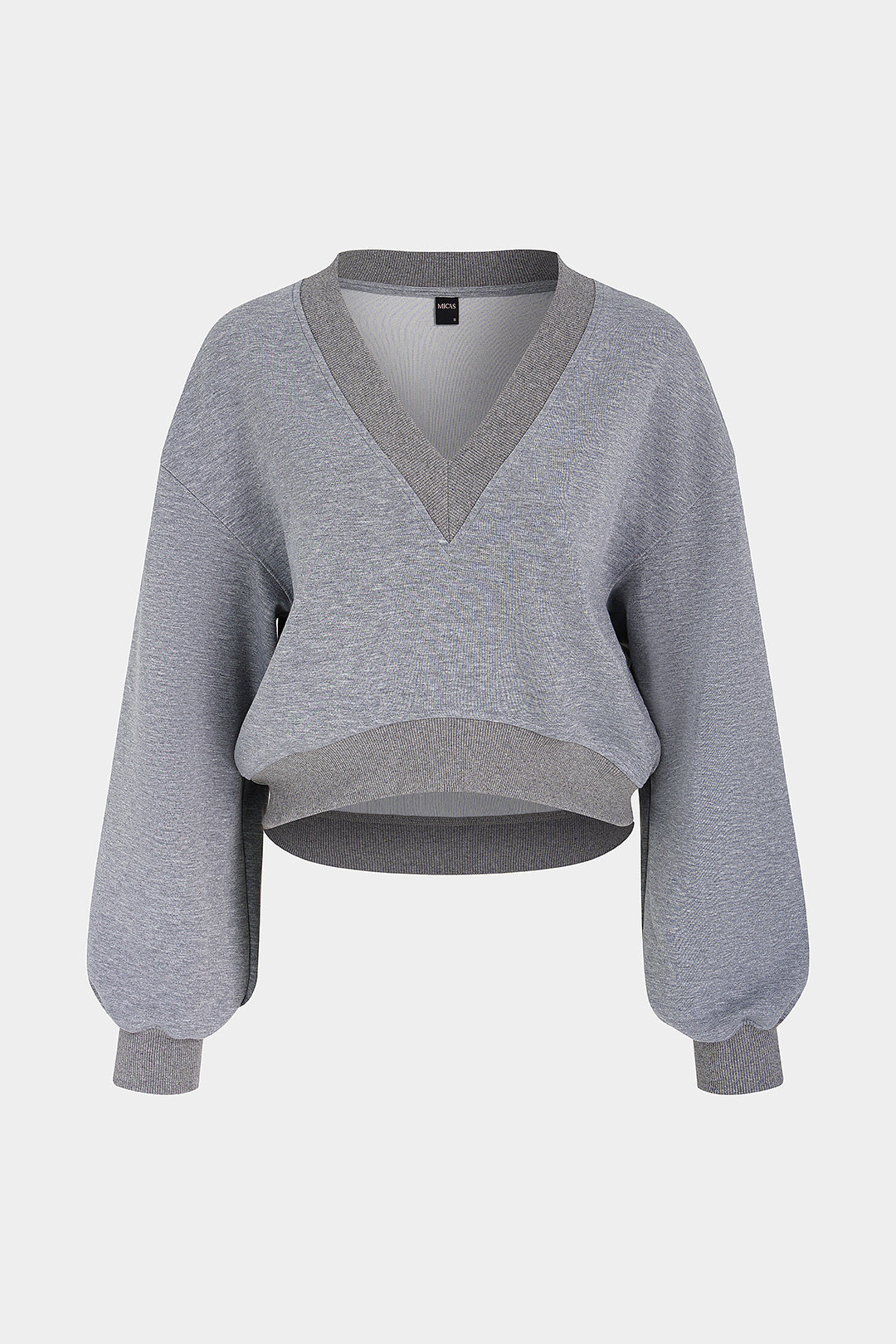Geribde sweater met V-hals