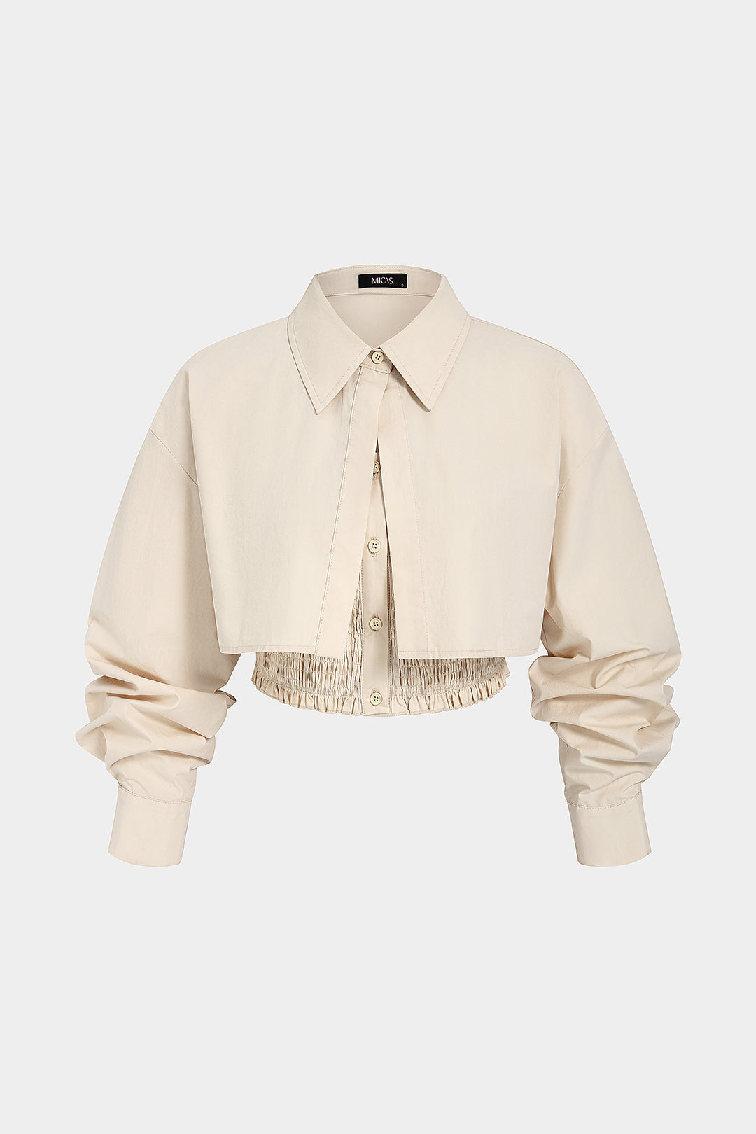 Blouse met knoopjes, smokwerk en revers