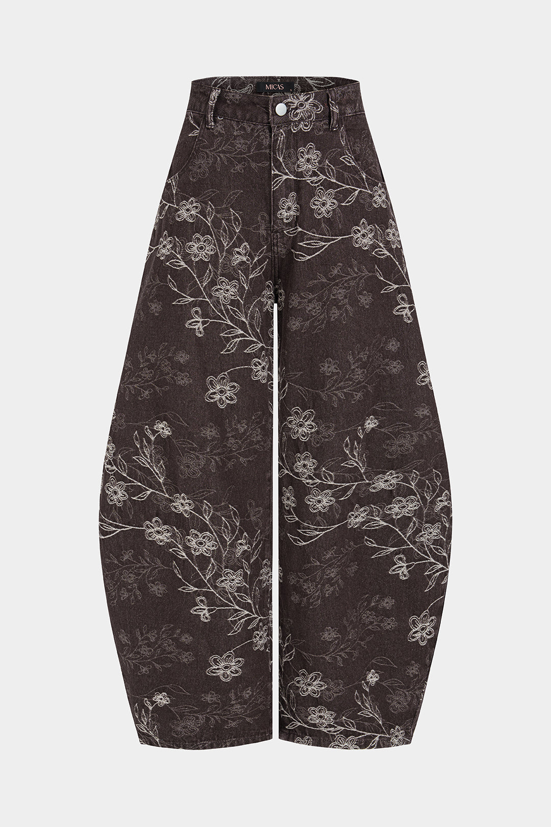 Bloemenprint jeans met zakken en ballonmodel