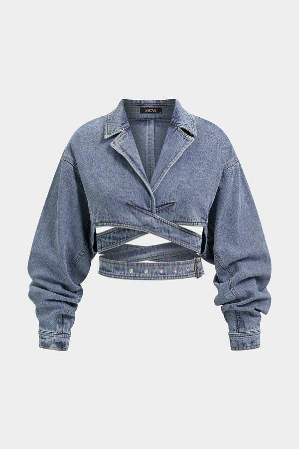 Femke - Denim jasje met strik