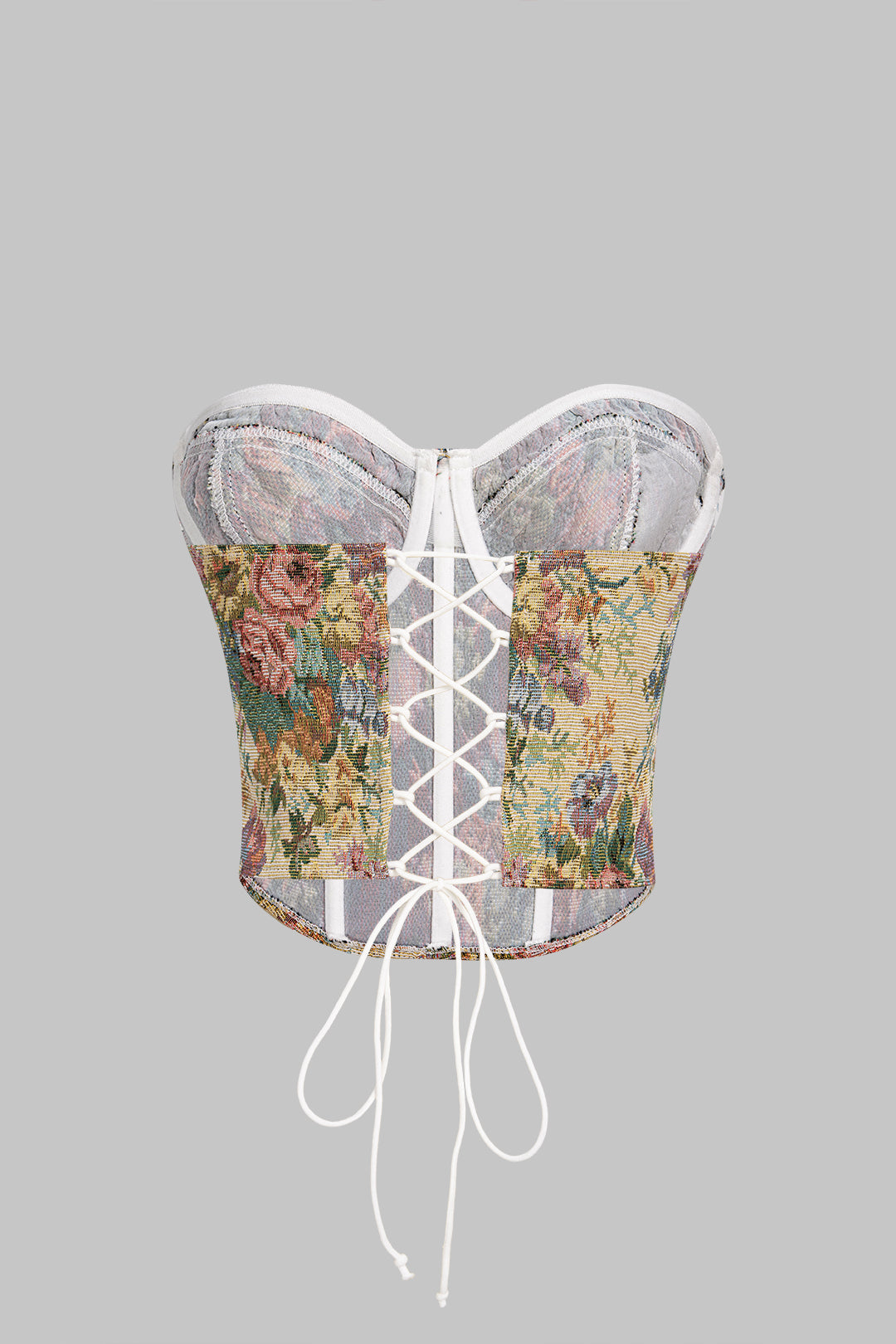 Jacquard strapless top met strik