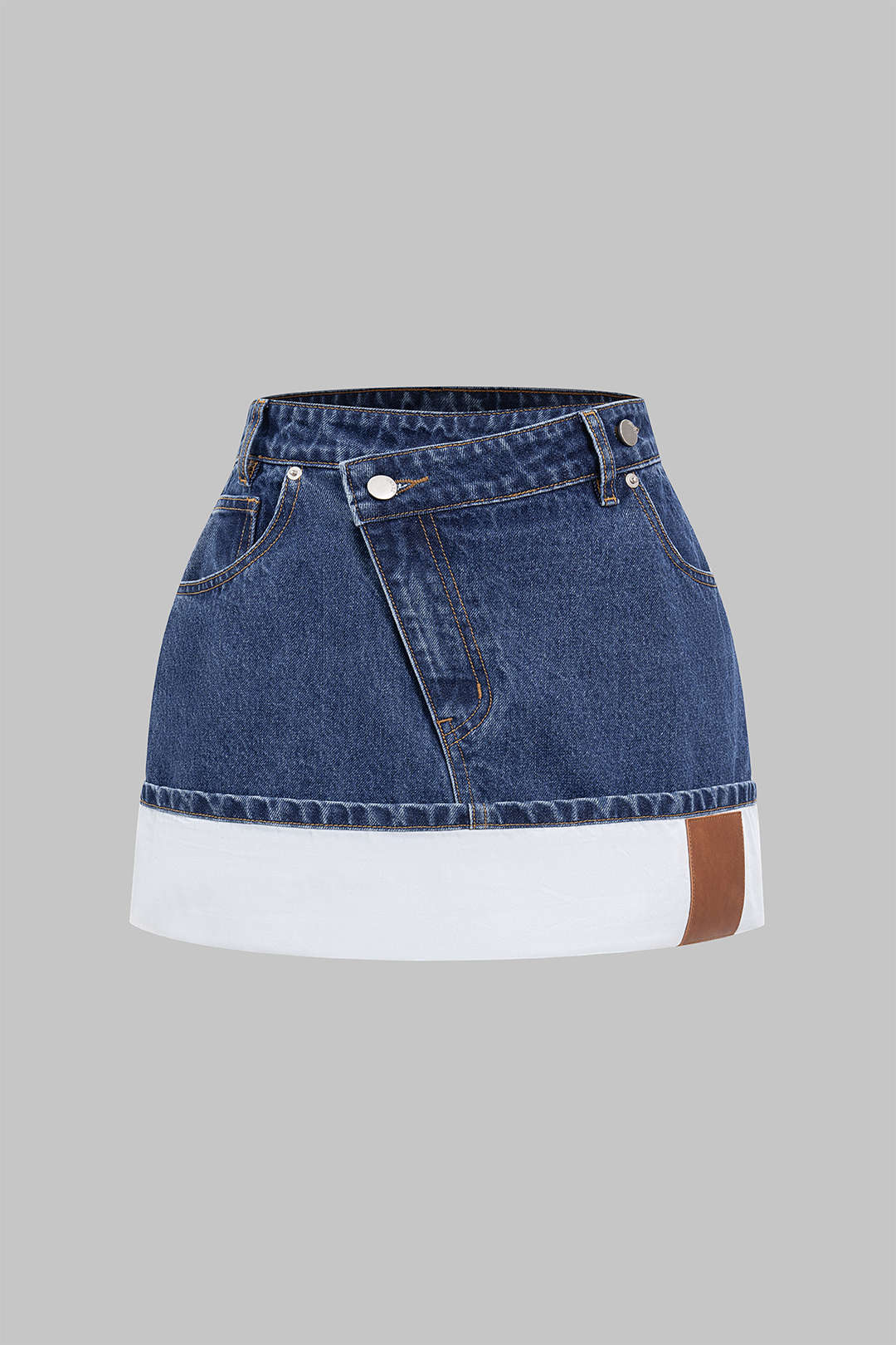Denim patchwork minirok met rits