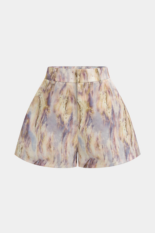 Abstracte print short met wijde pijpen