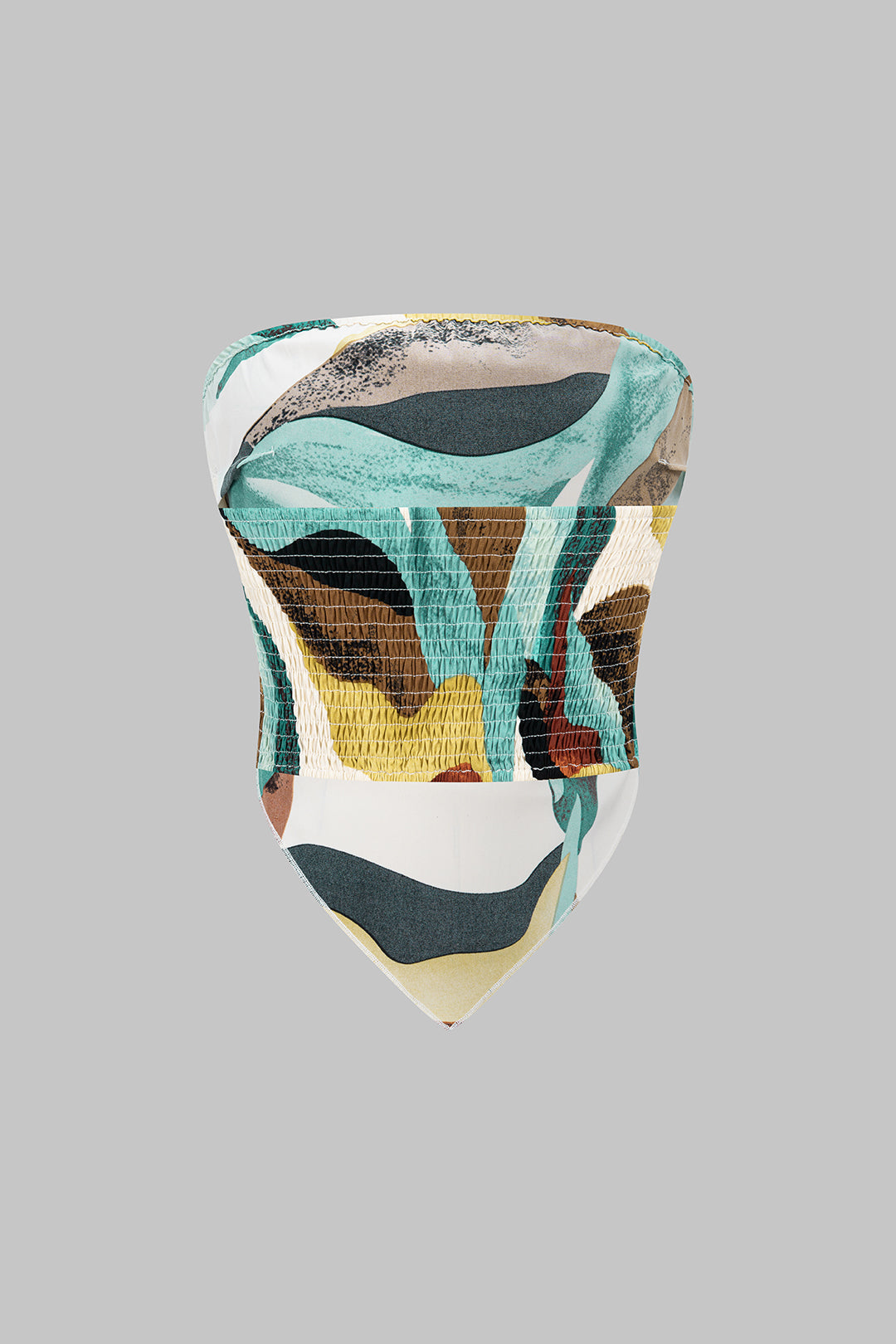 Geometrische satijnen strapless top