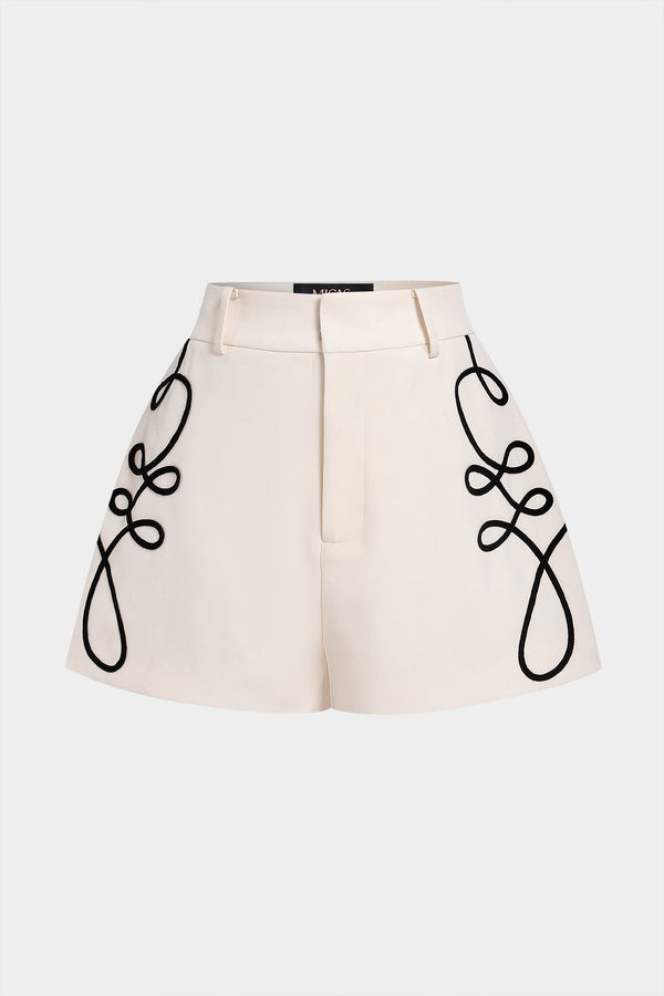 Short met borduursel en wijde pijpen