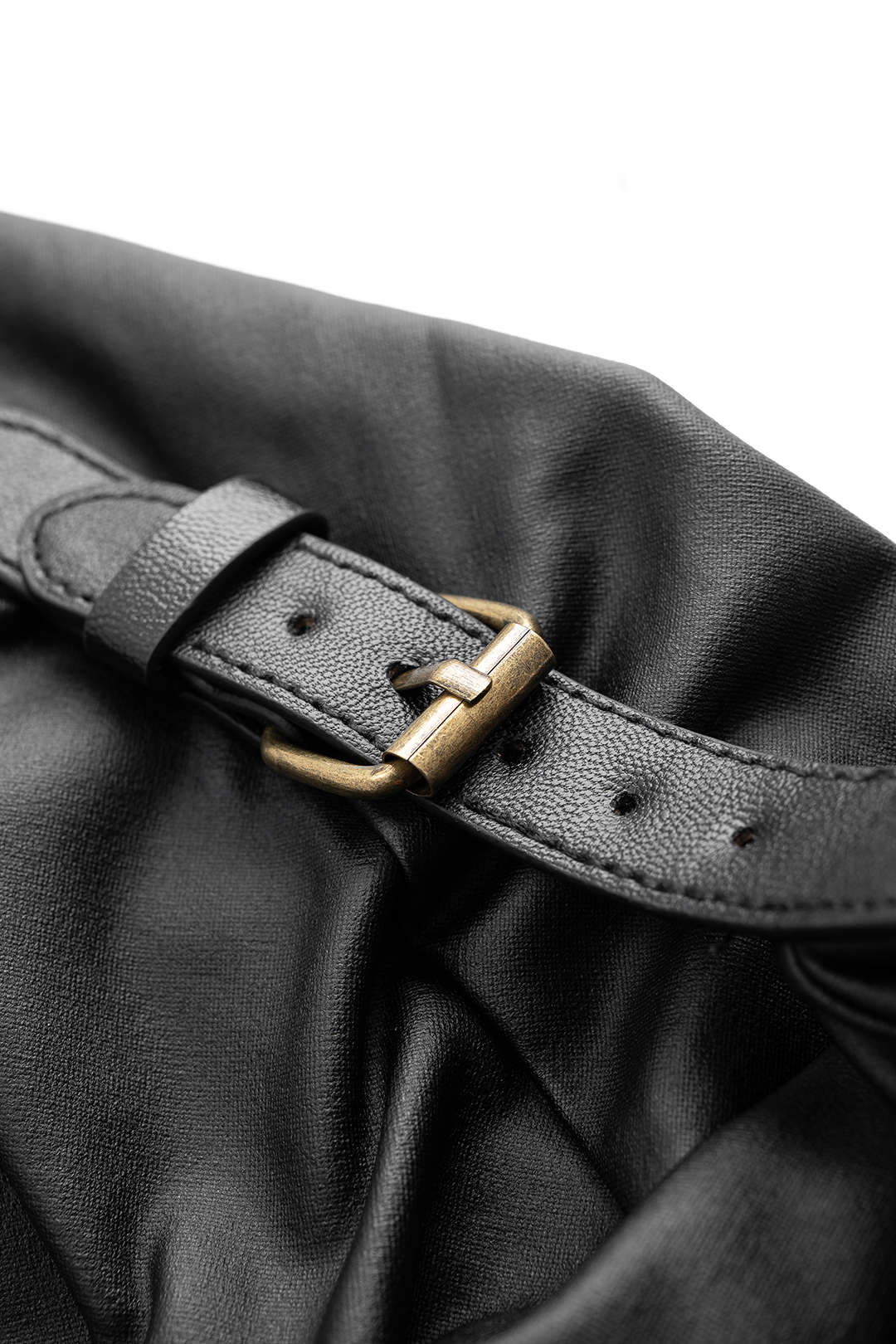 Leren-look doorgestikte blouse met blote schouders